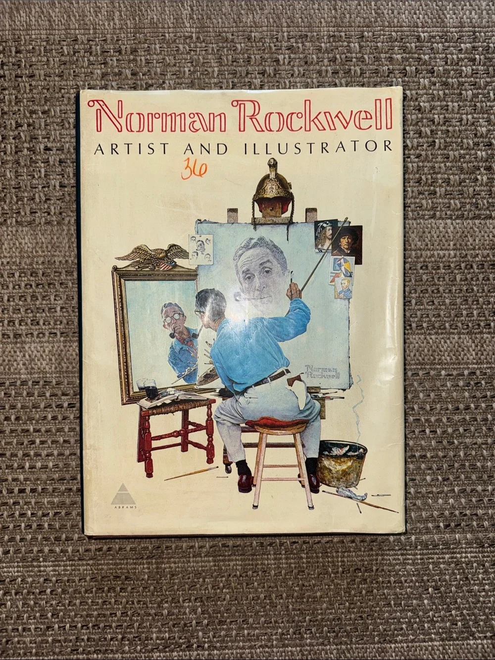Norman Rockwell Vintage Illustration Print Coffee Table Book - Cream, Blue, Red